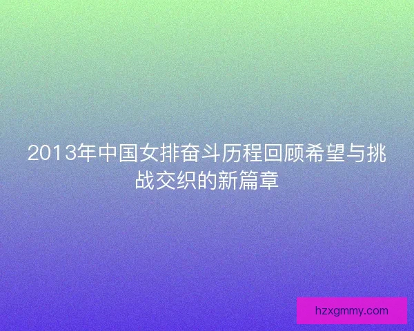 2013年中国女排奋斗历程回顾希望与挑战交织的新篇章